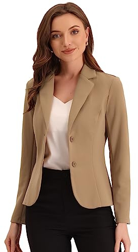 Allegra K Damen Kurze Jacke Blazer Elegant Langarm Reverskragen Knopfleiste Business Jacken