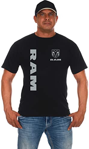 JH Design Herren Dodge Ram Classic T-Shirt Kurzarm Rundhals Shirt, Schwarz, XL