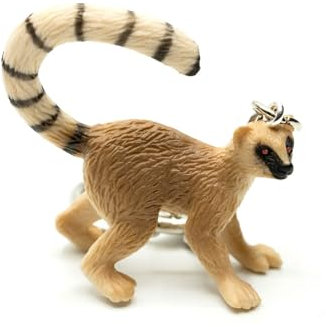 Porte-clés singe lémurien, pendentif, zoo, queue bouclée, rayures