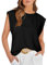 Aokosor T Shirts for Women UK Ladies Summer Tops Basic Casual Tees Cap Sleeve Shirts Size M Black