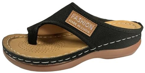 TYUIOP schlappen damen sommer schwarz espadrilles für plateau pantoletten flach rutschfeste strand zehentrenner sandalen outdoor leder comfort loafer
