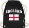 Turnbeutel Rucksack - Fußball EM WM - Taschen - England Schriftzug mit Flagge | United Kingdom UK | Britannien | British - Unisize - Schwarz - fußball-em fanartikel europameisterschaft 2024