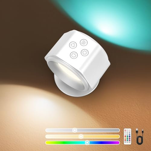ninesun Luminasonic LED Wall Lights - 2 in 1 Magnetic Wall Sconce Lights Rechargeable Indoor, Battery Powered Wall Lights with Wireless Remote Control for Bedroom, Living Room