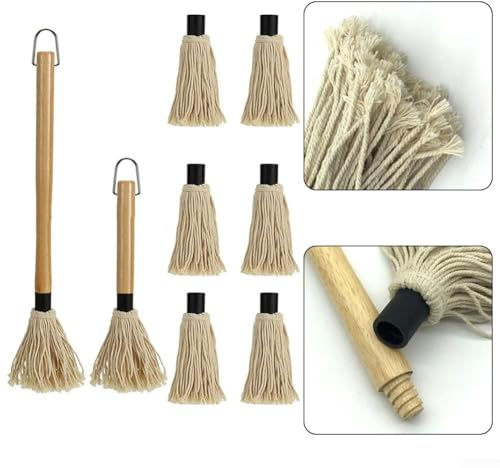 Zum Grillen Basting Mop Set mit großen und kleinen Grillpinseln, 6 Ersatzbürsten (B)