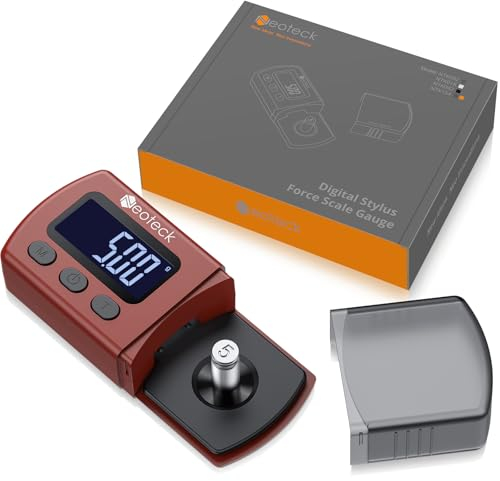 Neoteck Agujas para Tocadiscos 0.01g / 5.00g Stylus Gauge Medidor de Fuerza de Aguja con Retroiluminación LCD y Cuatro Celdas de Litio Ag12 de 1.5V para Tonal, Fono, Cartucho