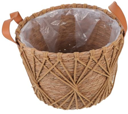 PHENOFICE Panier De Rangement en Rotin Tissé À La Main pour Plantes Jardinière Dintérieur Panier en Paille pour Décoration 29 X 22 Cm