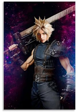 LaFegoude Final Fantasy VII Cloud Strife Poster Dekorative Malerei Leinwand Wandkunst Wohnzimmer Poster Schlafzimmer Malerei,Wandkunst Bilddruck Moderne Familienzimmer Dekor 08x12inch(20x30cm)