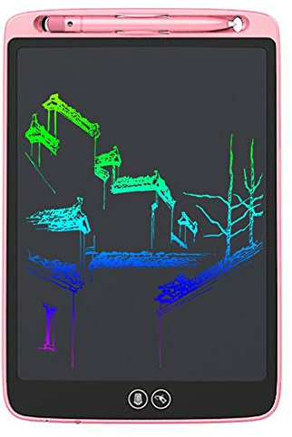 Yanmis Tableta de Dibujo LCD de 12 Pulgadas con Eliminación Parcial de Pantalla, Tablero de Dibujo sin Papel para Niños, Estudiantes, Recordatorio Cálido y Buen Ayudante para la (Rosa)