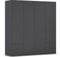 Rauch Möbel Nabila, Drehtürenschrank, Kleiderschrank, Kleiderschränke, Garderobe, 4-türig, 4 Schubladen, Push-to-Open, Farbe Grau metallic, Schwarz, 187x194x53cm