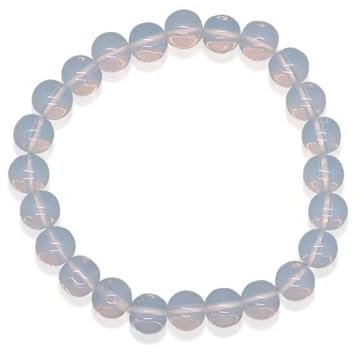 H&H Armband Naturstein Edelstein Perlenarmband Heilstein Powerarmband Kugel Perlen 8 mm (Opalith)