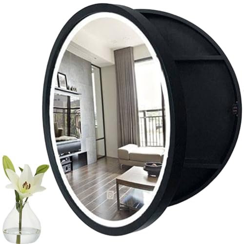 50 cm/60 cm/70 cm Armoire de toilette ronde, Armoires de salle de bain avec miroir, Miroir salle de bain avec rangement, Armoires toilette à miroir murales,A-70cm