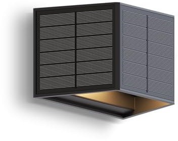 CALEX Applique Caserta Solaree, luce calda Up & Down, Solaree, senza fili, impermeabile, Nero