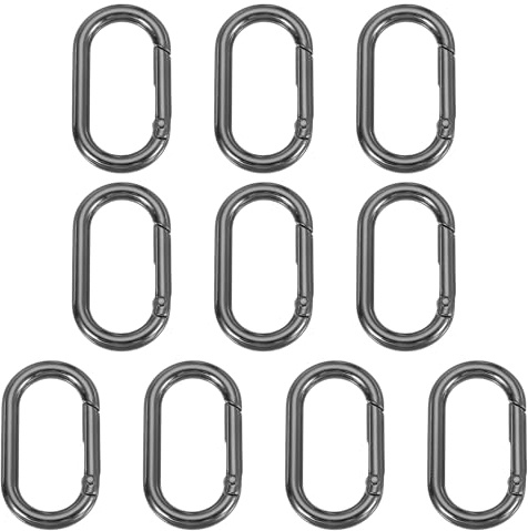 sourcing map Ovaler Feder-Schnappverschluss, Schlüsselanhänger-Clip, 30 mm, Metall, Schlüsselhaken, Schnalle für Geldbörsen, Geldbörse, Gürtel, Hardware, Taschen, Schwarz, 10 Stück, Schwarz , 20 x