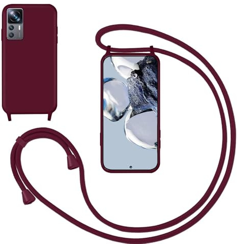 GoodcAcy Funda con Cuerda para Xiaomi Mi 12 Lite, Anti-Choque Anti-arañazos Carcasa TPU Suave Silicona Case con Correa Colgante Ajustable Collar Correa de Cuello Cadena Cordón,Rojo