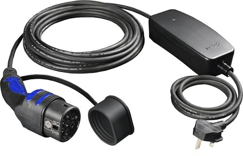 Sync Energy EV Charging Cable for Electric and Hybrid Vehicles, 10 Metres, Mode 2, 3 Pin UK Plug to Type 2 Car Charger, BG Sync EV, IP65, 2.4kW, EVCM221310