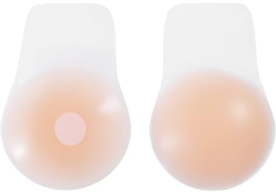GWAWG Invisible Self Adhesive Bra Push Up Strapless Silicone Adhesive Bra Self Reusable Silicone Nubra for Evening Dresses, Tops And Weddings (IT, Testo, L, Regular, Regular, Nude)