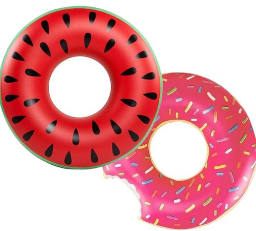 120 cm Salvagente Gonfiabile Adulti, Ciambella da Nuoto, Salvagente Estivo, per adulti e bambini (Rosso+rosa)