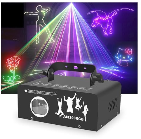 STRAFBRG 300 mW RGB DJ Disco Animation Strahl Scanner Bühne Licht Projektor Bar Club Party Tanz Hochzeit Geburtstag Weihnachten Lampe,Personalisierte Kreationen