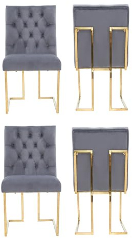 Siena Tufted Velvet Dining Chair – Luxury Upholstered Accent Chair with Gold Frame, Legs & Back Handle for Modern Glam Interiors Dining Room Living Room Restaurants