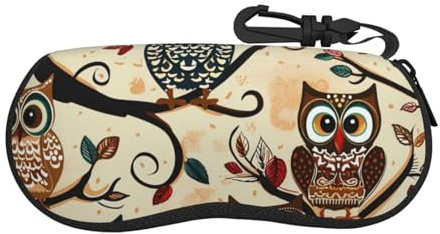 WPUTY Étui à lunettes en néoprène ultra léger avec porte-clés, motif mandala rectangulaire, pochette de protection pour lunettes, cosmétiques et cadeaux