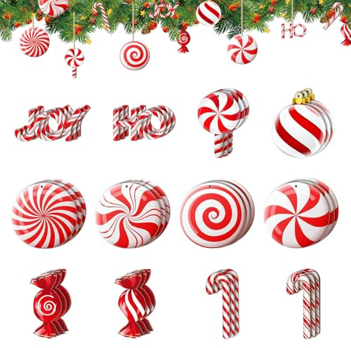 36 Stück Christmas Candy Ornament, Christmas Candy Deko, Zuckerstangen Weihnachtsbaum, Zuckerstangen Weihnachten Deko, Für Festliche DIY Weihnachtsbaum-Fenster-Home-Party-Dekorationen (Lutscher)