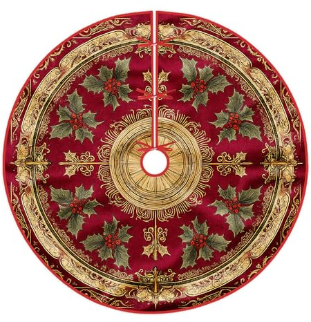 Stechpalmen-Rock, traditionelles goldfarbenes Rot, Weihnachtsdekoration, für Zuhause, Eingang, Innen- und Außenbereich, Festival, Party-Dekoration, 121,9 cm