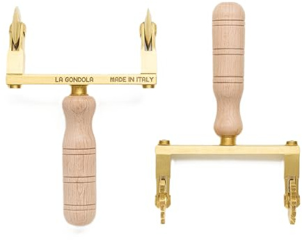LA GONDOLA Set 2 Stück Teigschneider, doppelt, verstellbar, glatt und verstellbar, mit Sternanhänger aus Messing und Holzgriff, handwerkliches Produkt, hergestellt in Italien