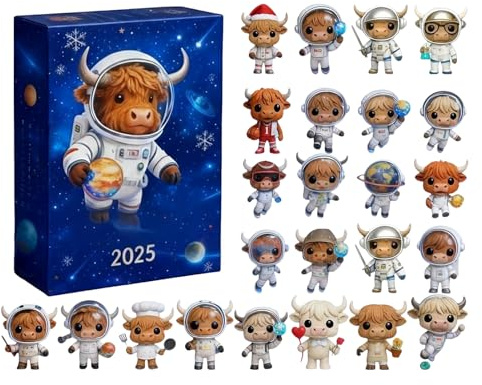 Hochlandrinder Adventskalender 2025 - Hochlandkuh-Adventskalender, Highland Cattle Advent Calendars 2025, 24 Days Christmas Advent Calendars, 24x 2D Acryl Anhänger For Christmas Tree Home Decoration