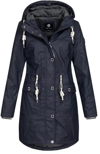 NEW VIEW Damen Regenjacke wasserabweisender Parka Annika Long mit Kapuze