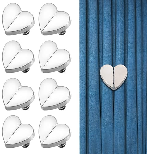 8 Paare Vorhang Magnetknopf, Vorhang Raffhalter, Herzförmiger Magnetverschluss, Raffhalter Magnetisch Vorhang Magnetischer Verschluss, für Schlafzimmer Wohnzimmer Badezimmer Büro (Herzförmig)
