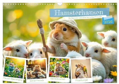 Hamsterhausen - Ein Hamster und seine tierischen Freunde (Wandkalender 2026 DIN A3 quer), CALVENDO Monatskalender: Ein flauschiges Hamsterjahr voller Freude und Freundschaft (CALVENDO Tiere)