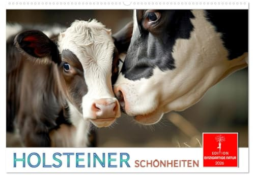Holsteiner Schönheiten (Wandkalender 2026 DIN A2 quer), CALVENDO Monatskalender: Entdecken Sie glückliche Kühe und niedliche Kälber. (CALVENDO Tiere)