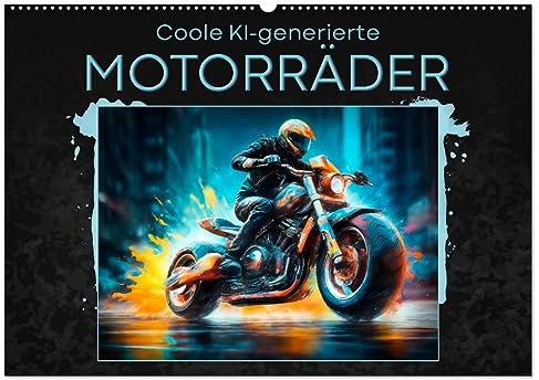 Coole KI-generierte MOTORRÄDER (Wandkalender 2026 DIN A2 quer), CALVENDO Monatskalender: Das Feeling dynamischer Straßenszenen (CALVENDO Mobilitaet)