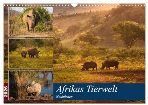 Afrikas Tierwelt: Nashörner (Wandkalender 2026 DIN A3 quer), CALVENDO Monatskalender: Expedition zu den letzten ihrer Art! (CALVENDO Tiere)