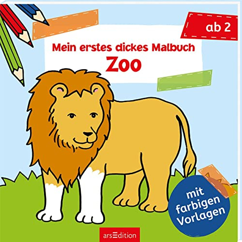 Mein erstes dickes Malbuch ab 2 – Zoo: Mit farbigen Vorlagen | Erstes Ausmalen mit einfachen Motiven (Malbuch ab 2 Jahren)