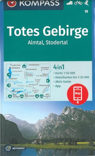 KOMPASS Wanderkarte Totes Gebirge, Almtal, Stodertal: 4in1 Wanderkarte 1:50000 mit Aktiv Guide und Detailkarten inklusive Karte zur offline Verwendung ... Skitouren. (KOMPASS-Wanderkarten, Band 19)