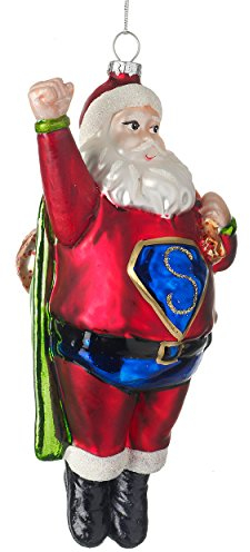 handbemalt Glas Christbaumschmuck - Super Weihnachtsmann (13cm)