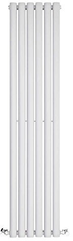 BestBathrooms - White Vertical Double Oval Panel Radiator - 1400mm x 354mm
