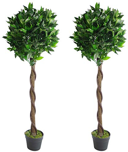 Leaf Künstliche Buchsbaumkugel, Gedrehter Stiel, 120 cm, Grün, 1 Paar