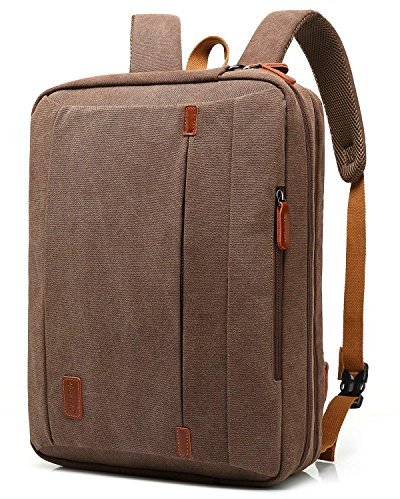CoolBELL umwandelbar Aktentasche Rucksack Messenger Bag 17,3 Zoll Laptoptasche Herren Business Umhängetasche Mehrzweck Arbeitastasche Reisen Backpack Notebook Schultertasche(Canvas Coffee)