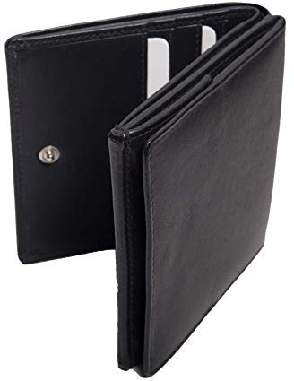 ANDERS Wiener Schachtel Schüttelbörse mit großem Kleingeldfach echtes Leder I Lederdesign Germany (Schwarz)