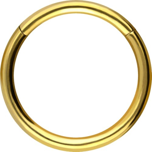 PIERCINGLINE Segmentring Clicker Titan Piercing Nase Septum Ohr Helix Lobe Tragus Goldfarben 1,2 x 5 mm