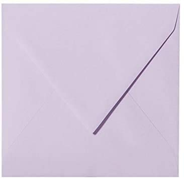 25 Quadratische Briefumschläge (120g) Farbe: Flieder ohne zu befeuchten 155 x 155 mm 15,5 x 15,5 cm, mit Dreieckslasche Weltweit Einmalig ohne zu befeuchten der Umschläge