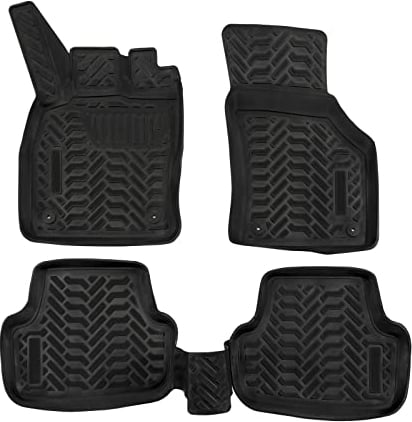 J&J AUTOMOTIVE | 3D Automatten Gummi Matten Gummifußmatten TPE Passend Für Golf 7, 2012-2019, Schwarz, Anti-Rutsch, Allwetter, 4-TLG, Hohes Rand