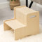 WOOD CITY Marchepied en bois naturel 2 marches avec poignées, coussinets antidérapants pour la sécurité, tabouret de salle de bain et marchepied de cuisine double hauteur