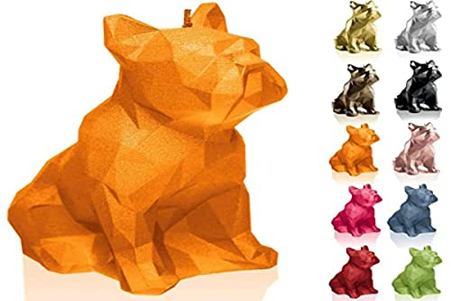 Candellana Kerze Bulldogge Low Poly | Höhe: 15 cm | Orange | Handgemacht in der EU, 5903104879501, 13 x 7,5 x 15 cm