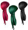 Durag,3 Stück Long Tail Bandanas Satin Kopftuch Piratenmütze Bandanas für Männer Frauen Hip-Hop und Daily Decoration 100cm Schwarz, Smaragdgrün, Weinrot
