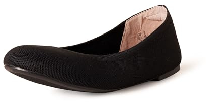 Amazon Essentials Women's Knit Ballet Flat, Black, 9 UK Wide