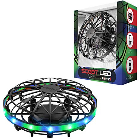 Force1 Scoot LED Hand Operated Drone for Kids or Adults - Hands Free Motion Sensor Mini Drones, Easy Indoor Flying Orb Ball Small UFO Toy for Boys and Girls (Green/Blue)