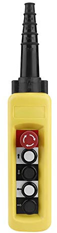 Controlador colgante de elevación, Interruptor de botón de empuje Grúa de 4 botones con parada de emergencia, Controlar arriba abajo izquierda derecha(15.9 * 3 pulgadas)